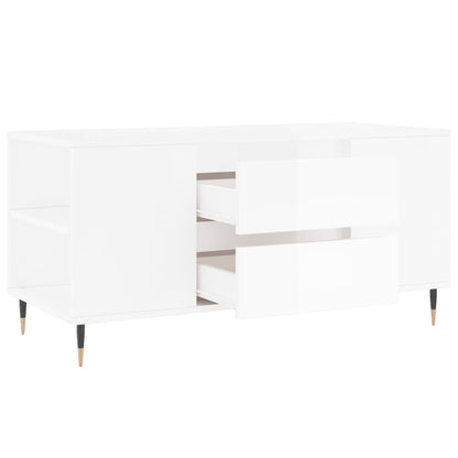 Mesa centro 102x44,5x50cm derivados de madeira branco brilhante