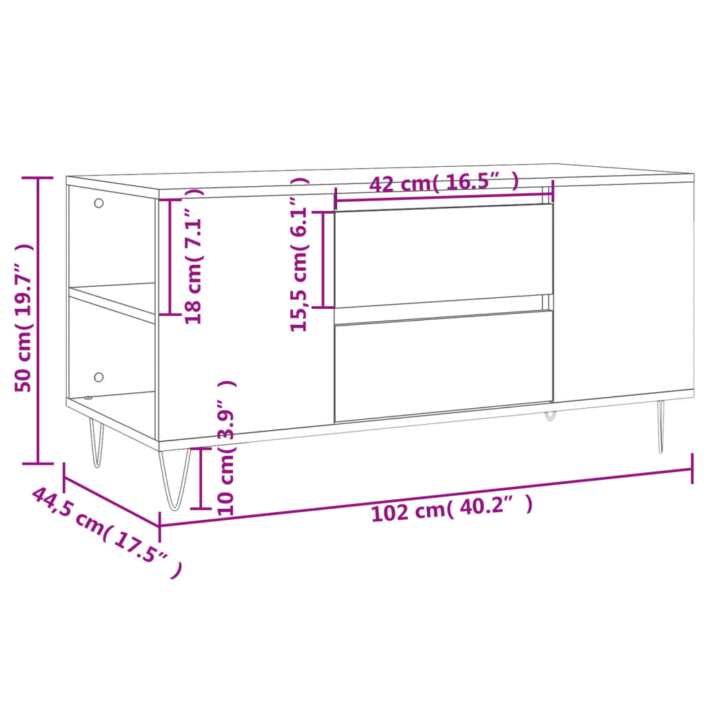 Mesa de centro 102x44,5x50 cm derivados de madeira preto