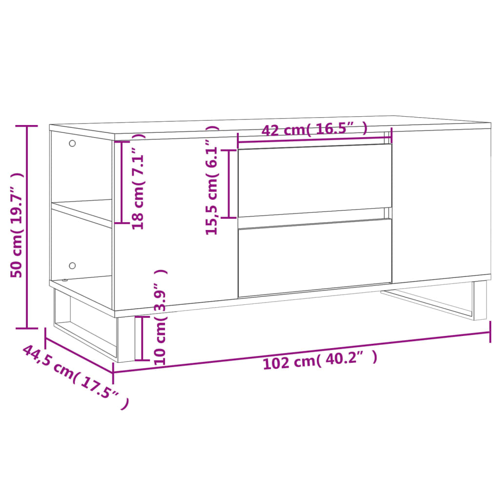 Mesa de centro 102x44,5x50 cm derivados de madeira preto