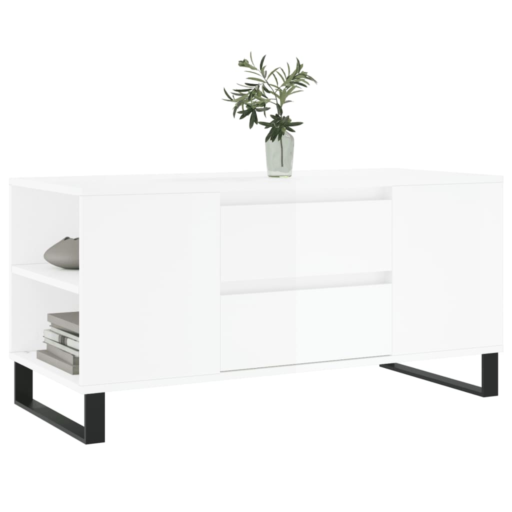 Mesa centro 102x44,5x50cm derivados de madeira branco brilhante