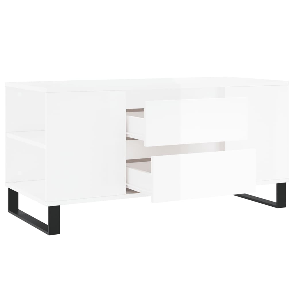 Mesa centro 102x44,5x50cm derivados de madeira branco brilhante