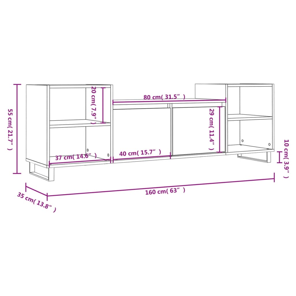 Móvel p/ TV 160x35x55 cm derivados de madeira branco