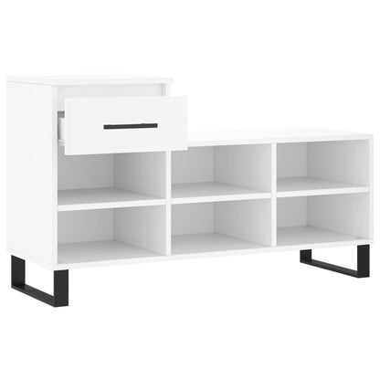 Sapateira Laila - Com 1 Gaveta e 6 Prateleiras - Cor Branco - 102 x 36 x 60 cm - Derivados de Madeira com Estrutura de Metal - Design Moderno