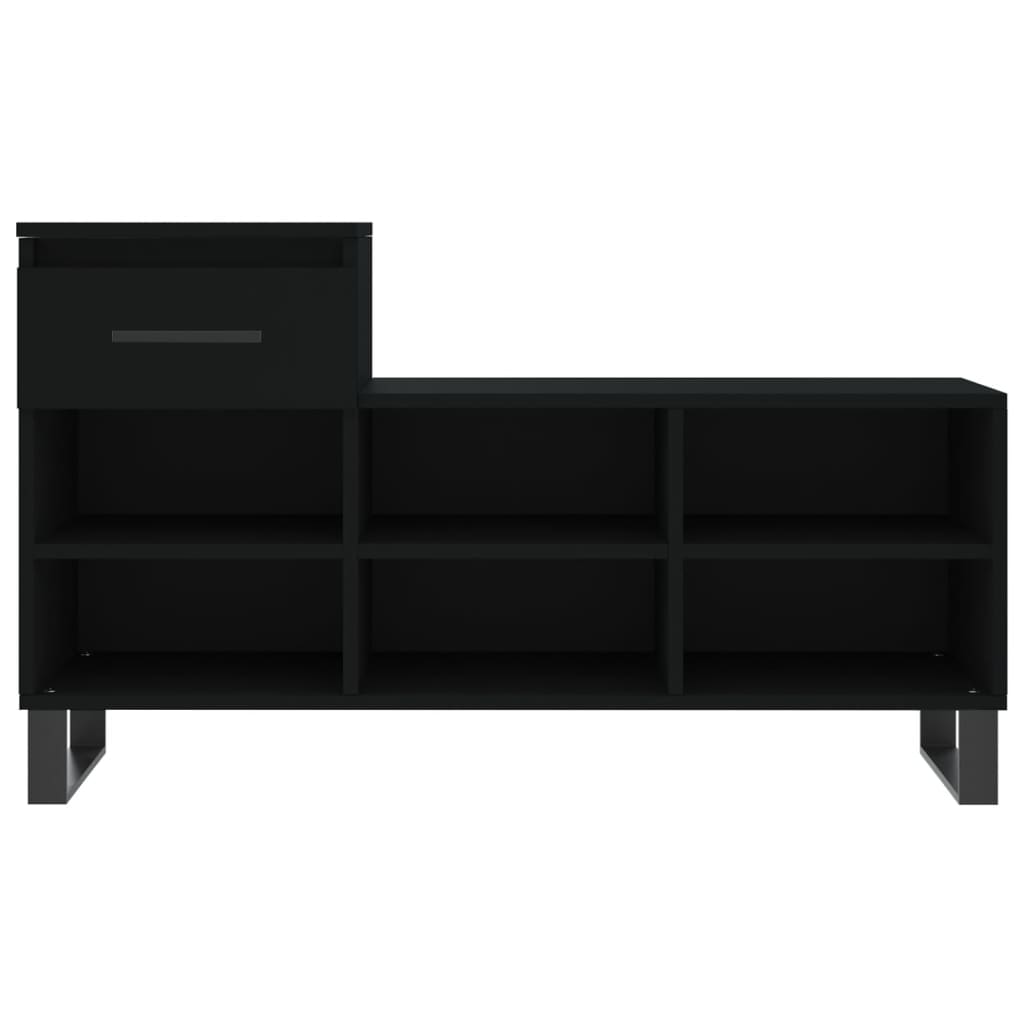 Sapateira Laila - Com 1 Gaveta e 6 Prateleiras - Cor Preto - 102 x 36 x 60 cm - Derivados de Madeira com Estrutura de Metal - Design Moderno