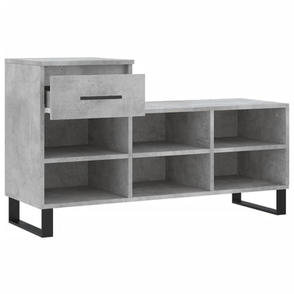 Sapateira Laila - Com 1 Gaveta e 6 Prateleiras - Cor Cinzento Cimento - 102 x 36 x 60 cm - Derivados de Madeira com Estrutura de Metal - Design Moderno