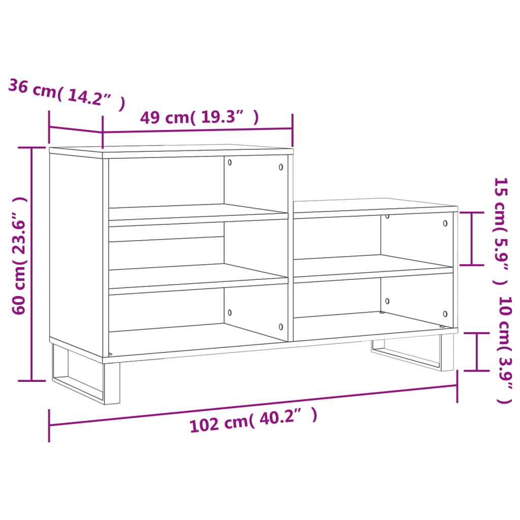 Sapateira Girona - Com 5 Prateleiras - Cor Branco - 102x36x60 cm - Derivados de Madeira e Estrutura de Metal - Design Nórdico