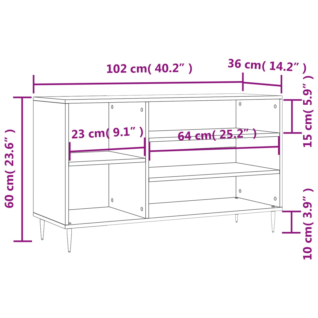 Sapateira Raika - Com 5 Prateleiras - Cor Branco - 102x36x60 cm - Derivados de Madeira - Pés em Metal - Design Moderno