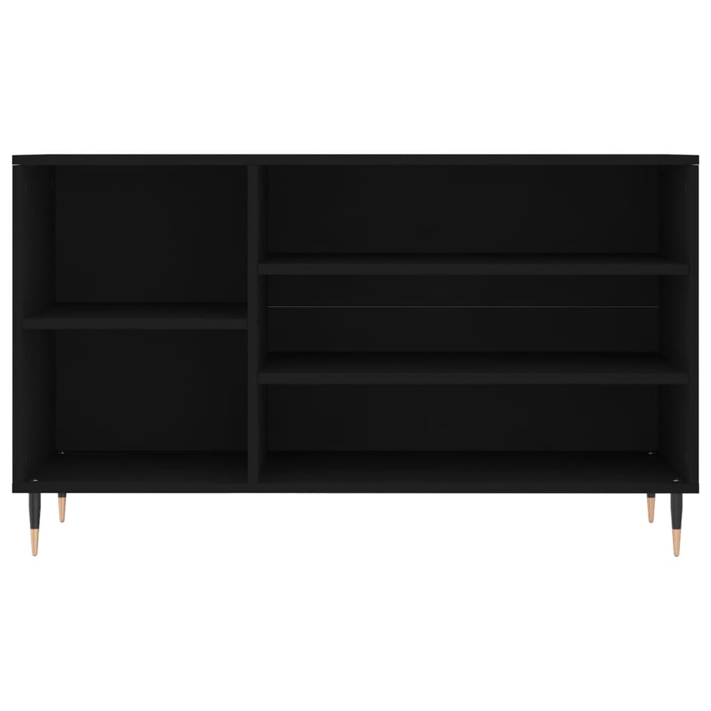 Sapateira Raika - Com 5 Prateleiras - Cor Preto - 102x36x60 cm - Derivados de Madeira - Pés em Metal - Design Moderno