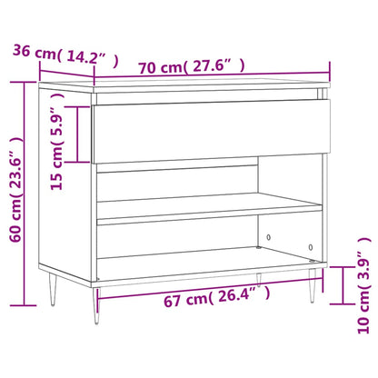 Sapateira Dara - Com 1 Gaveta e 2 Prateleiras - Cor Branco Brilhante - 70x36x60 cm - Derivados de Madeira e Pés em Metal - Design Moderno