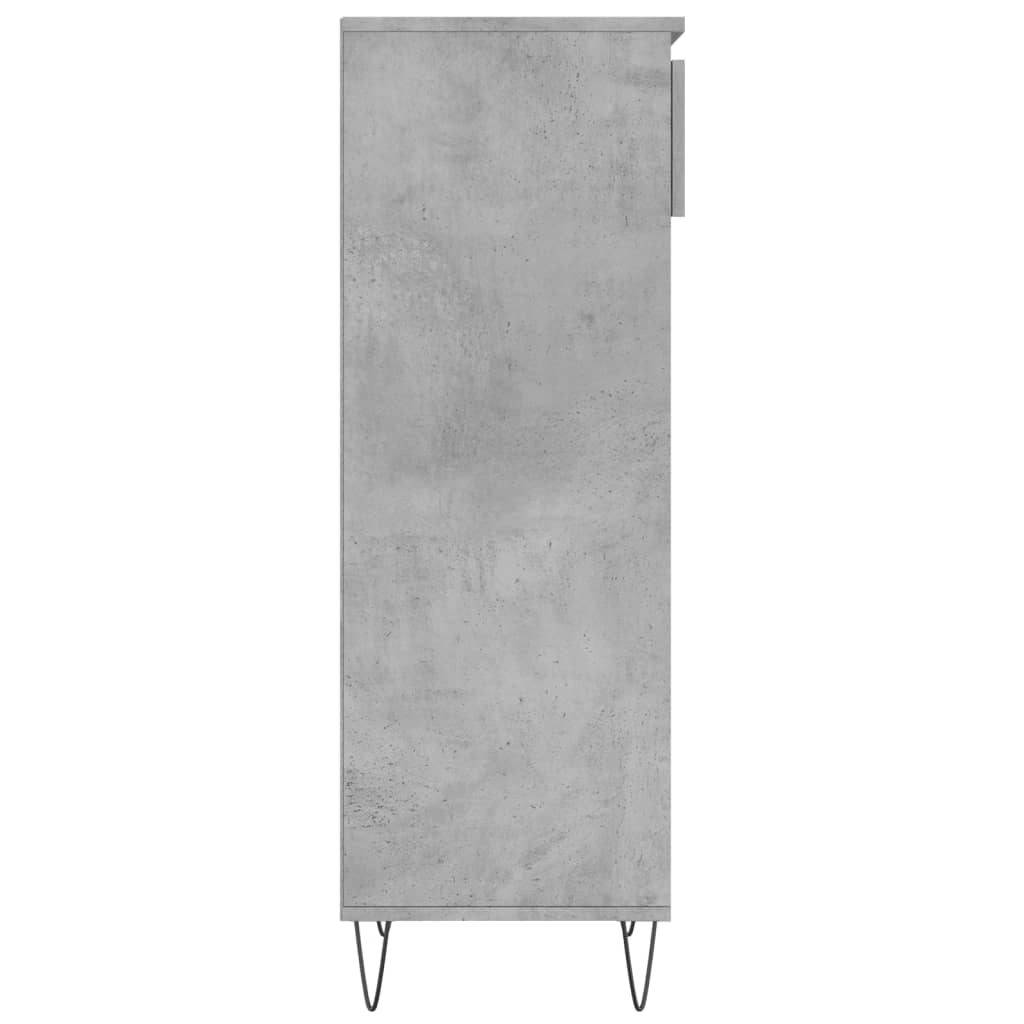 Sapateira Vera - Com 1 Gaveta e 4 Prateleiras - Cor Cinzento Cimento - 40x36x105 cm - Derivados de Madeira e Pés em Metal - Design Moderno