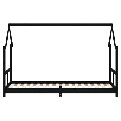 Estrutura de cama infantil 80x200 cm pinho maciço preto