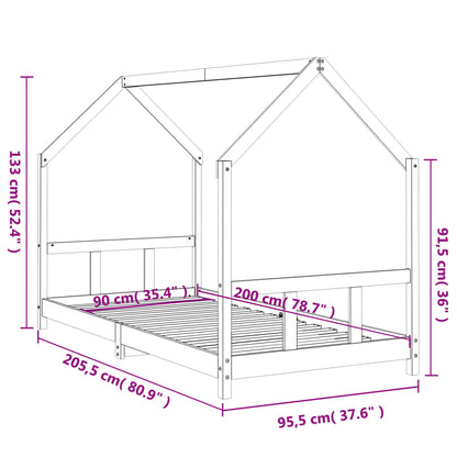 Estrutura de cama infantil 90x200 cm pinho maciço