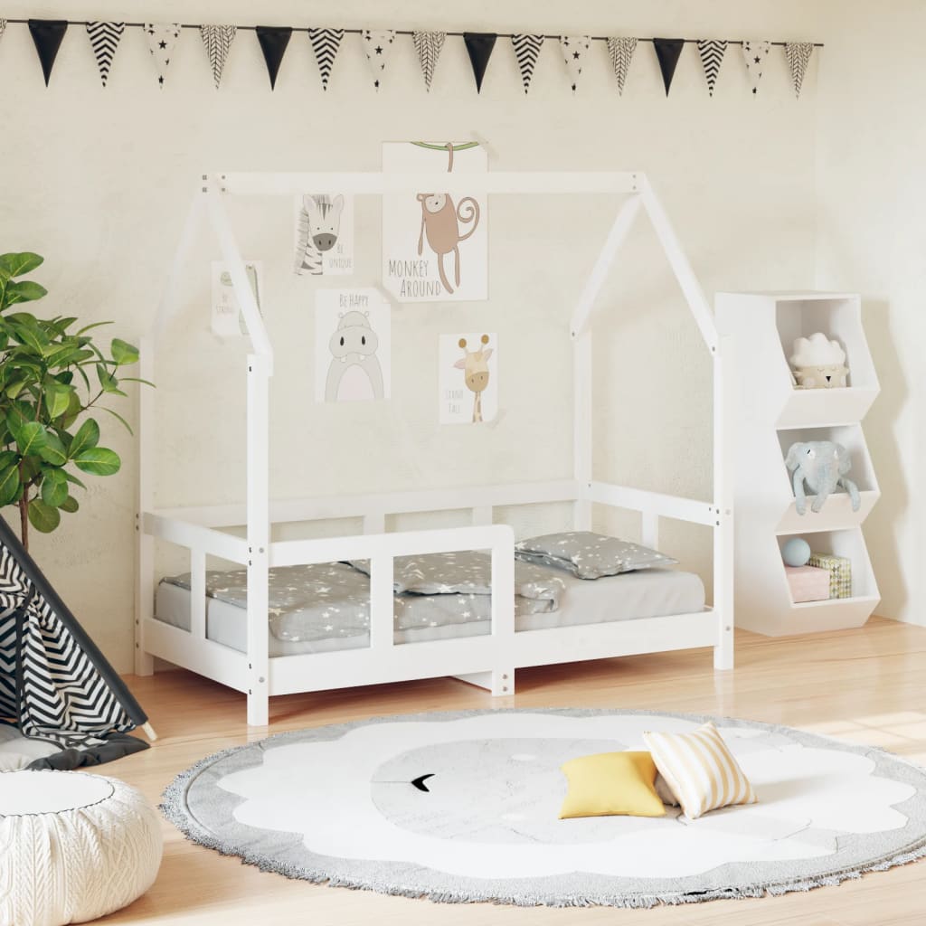 Estrutura de cama infantil 70x140 cm pinho maciço branco