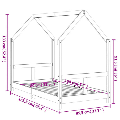 Estrutura de cama infantil 80x160 cm pinho maciço