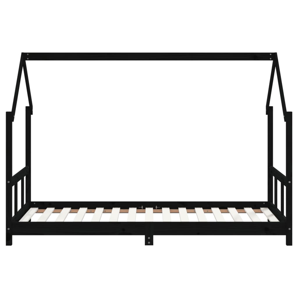 Estrutura de cama infantil 90x190 cm pinho maciço preto