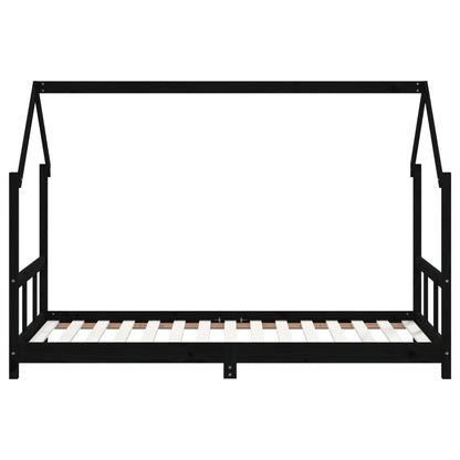 Estrutura de cama infantil 90x190 cm pinho maciço preto