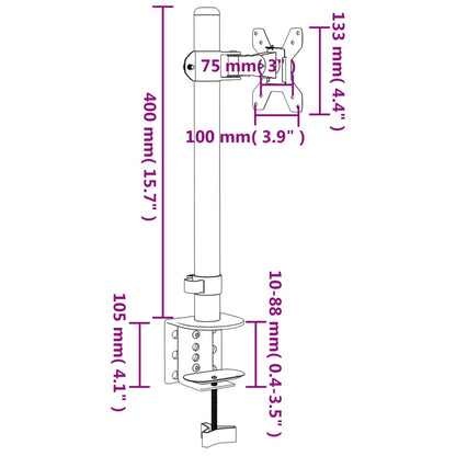 Suporte para monitor VESA 75/100 mm aço preto