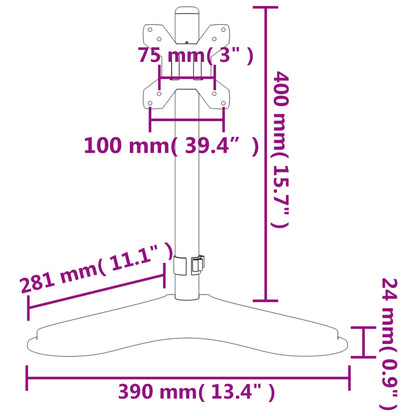 Suporte para monitor VESA 75/100 mm aço preto