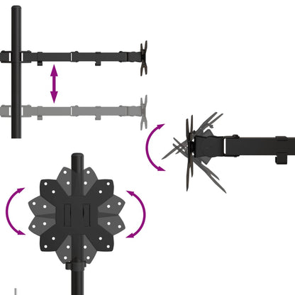 Suporte duplo para monitor VESA 75/100 mm aço preto