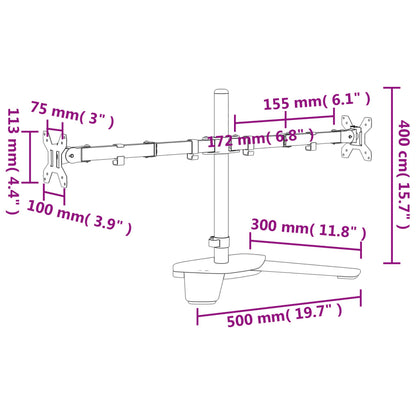 Suporte duplo para monitor VESA 75/100 mm aço preto