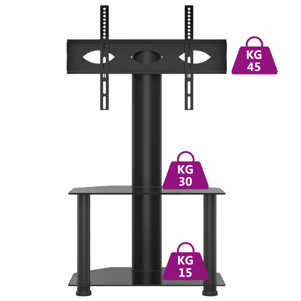 Suporte de canto para TV 32-70 polegadas c/ 2 prateleiras preto