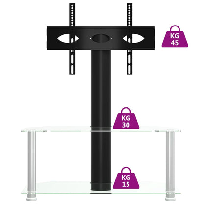 Suporte canto TV 32-70 polegadas 2 prateleiras preto/prateado