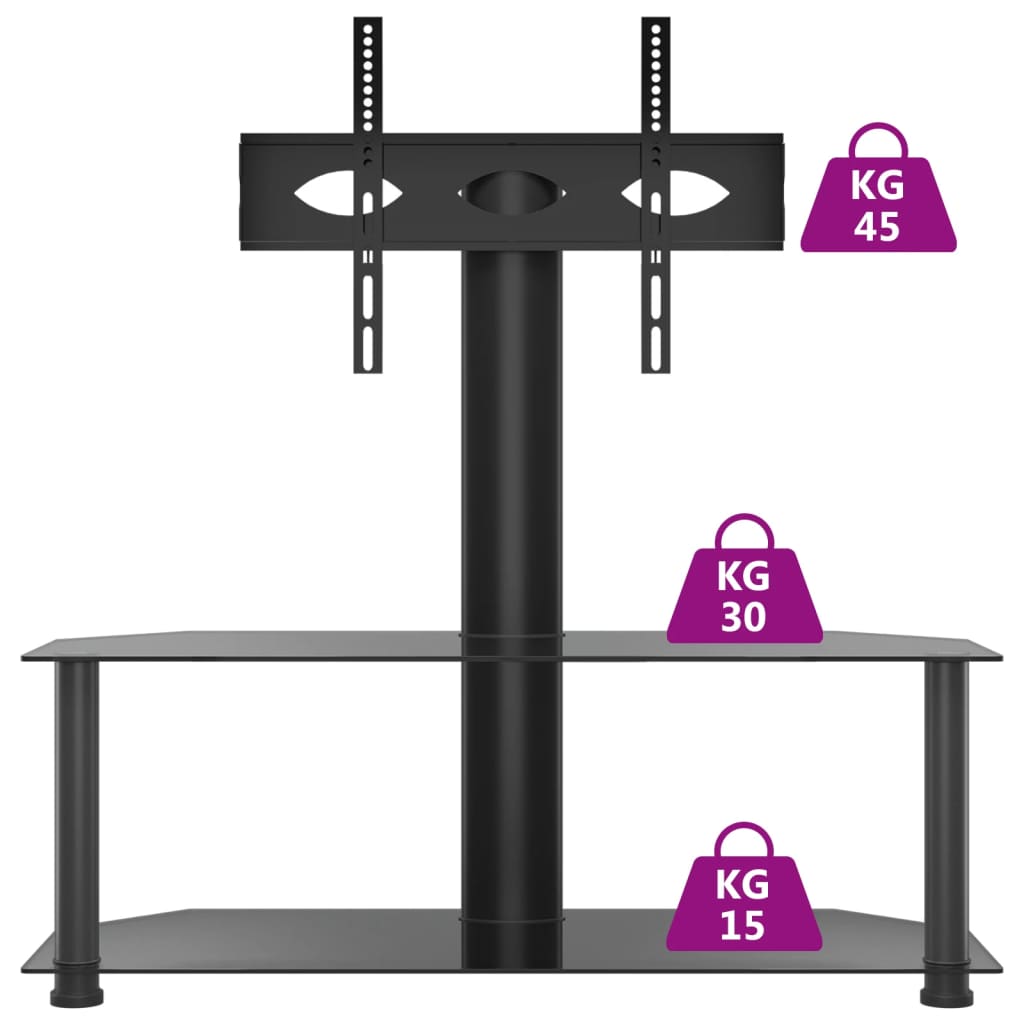 Suporte de canto para TV 32-70 polegadas c/ 2 prateleiras preto