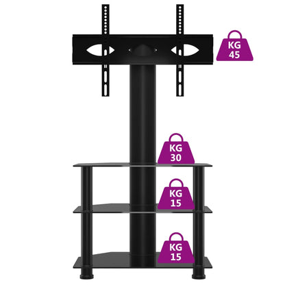 Suporte de canto para TV 32-70 polegadas c/ 3 prateleiras preto