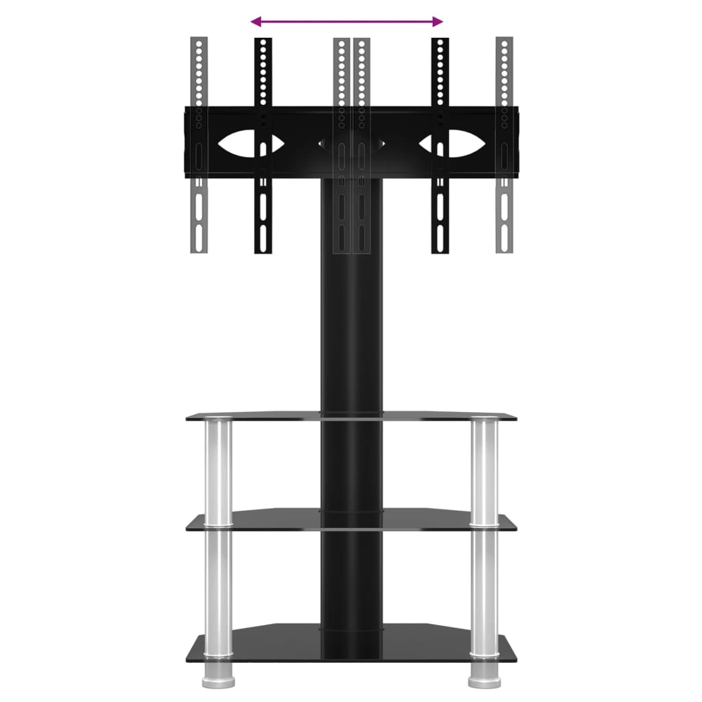 Suporte canto TV 32-70 polegadas 3 prateleiras preto/prateado