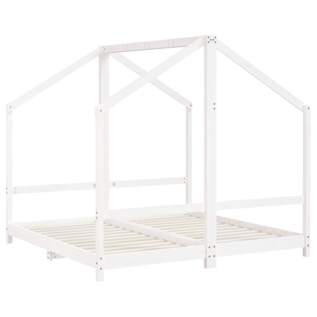 Estrutura de cama infantil 2x(80x160) cm pinho maciço branco