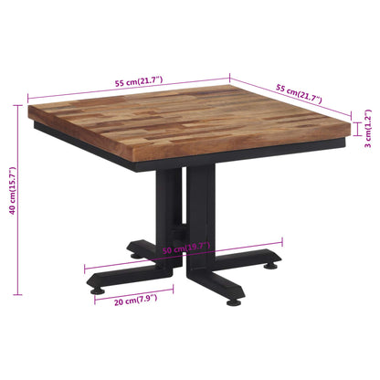 Mesa de centro 55x55x40 cm teca recuperada maciça