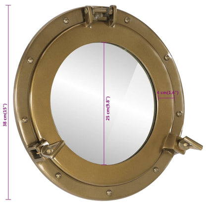 Espelho de parede estilo escotilha Ø38 cm alumínio e vidro