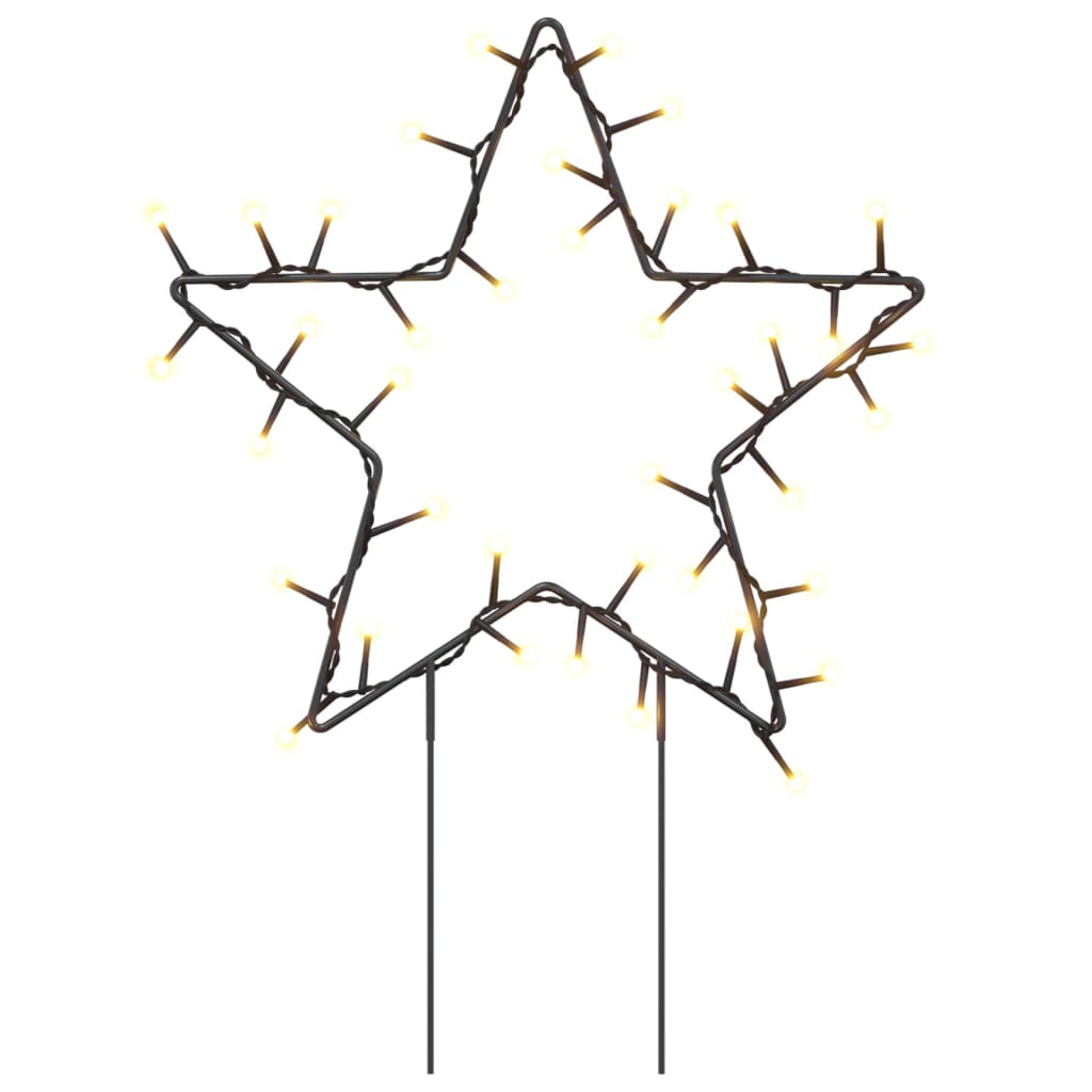 Decoração estrela de Natal c/ luz e estacas 3 pcs 50 LEDs 29 cm