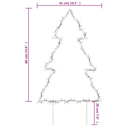 Decoração árvore de Natal c/ luz e estacas 80 luzes LED 60 cm