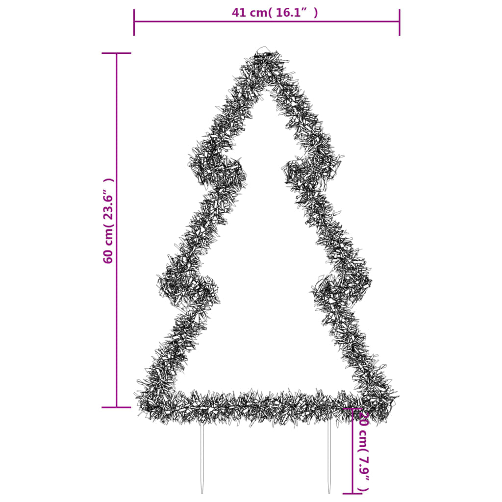 Decoração árvore de Natal c/ luz e estacas 80 luzes LED 60 cm