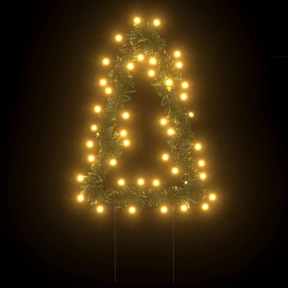 Decoração árvore de Natal c/ luz e estacas 3 pcs 50 LEDs 30 cm