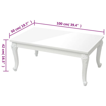 Mesa de centro 100x50x42 cm derivados madeira branco brilhante