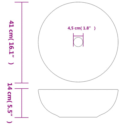 Lavatório de bancada redondo Φ41x14 cm cerâmica branco/vermelho