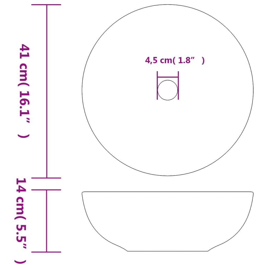 Lavatório de bancada redondo Φ41x14 cm cerâmica multicor