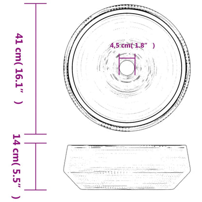 Lavatório de bancada redondo Φ41x14 cm cerâmica cinzento