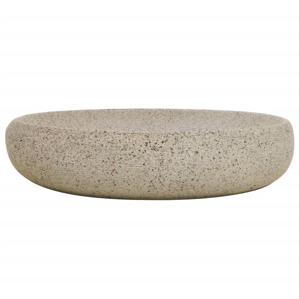 Lavatório de bancada oval 59x40x15 cm cerâmica cor de areia