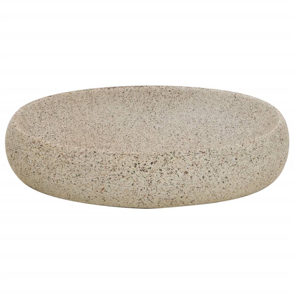 Lavatório de bancada oval 59x40x15 cm cerâmica cor de areia