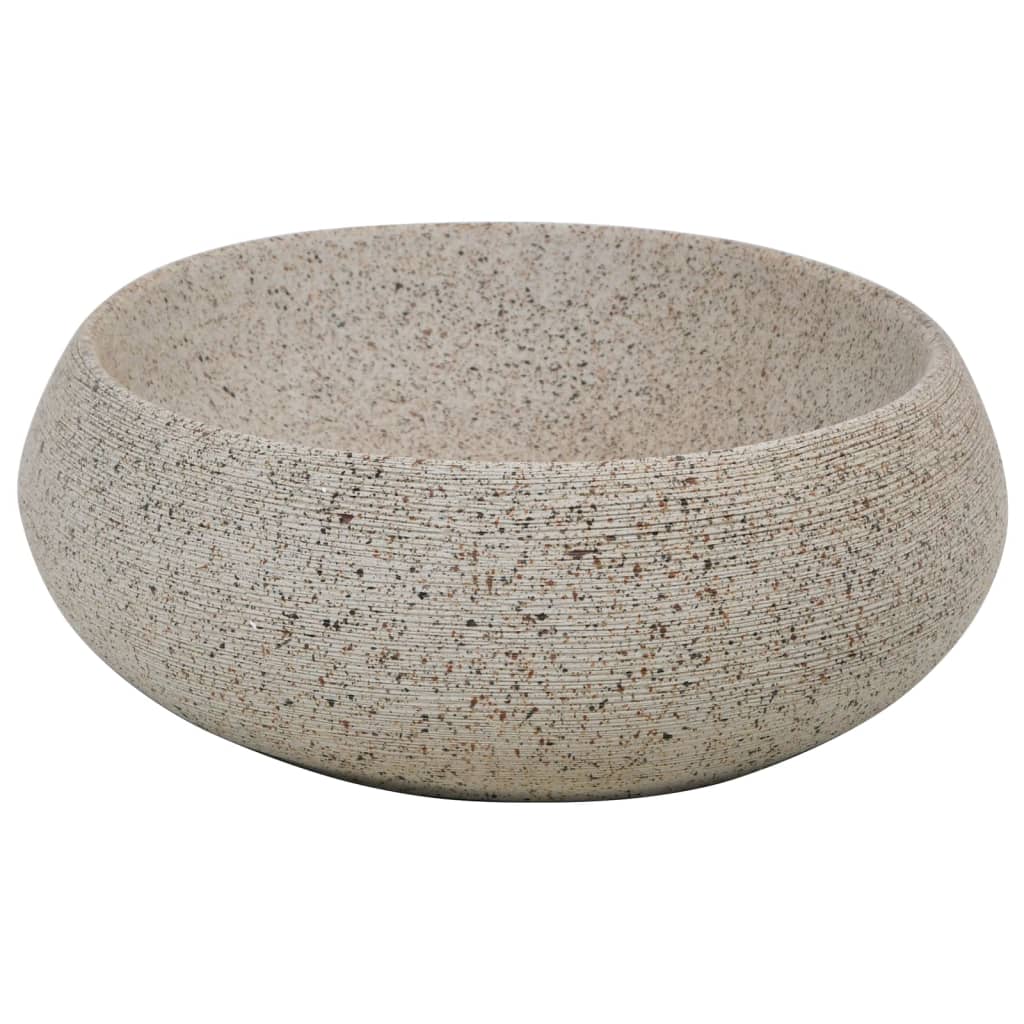 Lavatório de bancada oval 59x40x15 cm cerâmica cor de areia