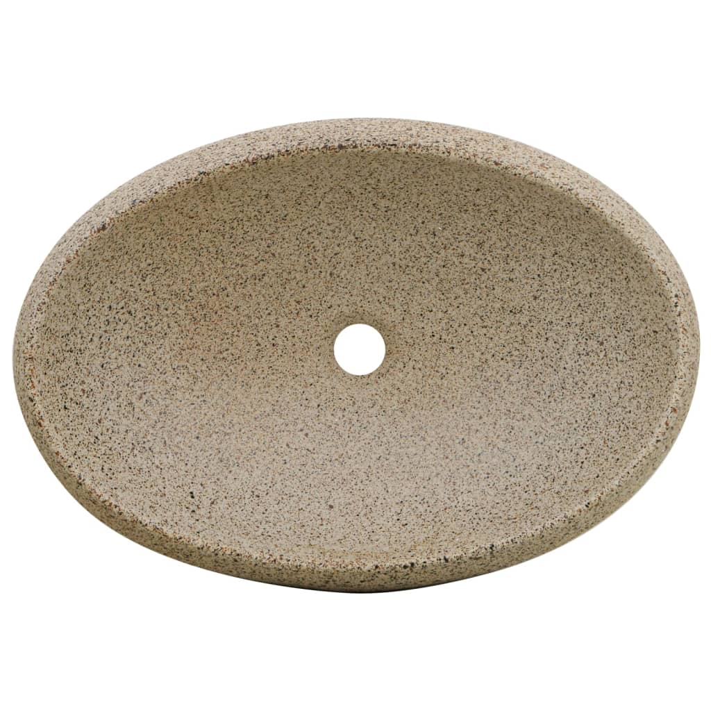 Lavatório de bancada oval 59x40x15 cm cerâmica cor de areia