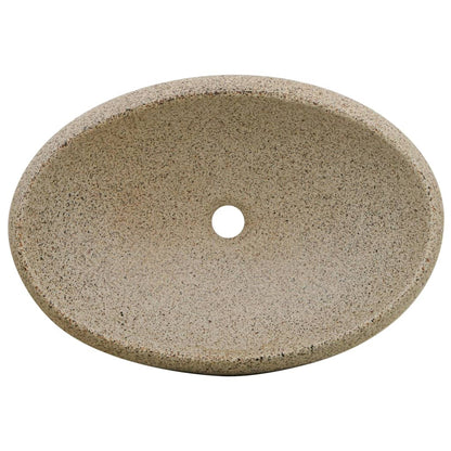 Lavatório de bancada oval 59x40x15 cm cerâmica cor de areia