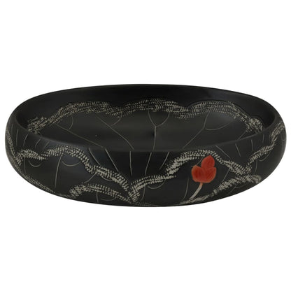 Lavatório de bancada oval 59x40x15 cm cerâmica preto