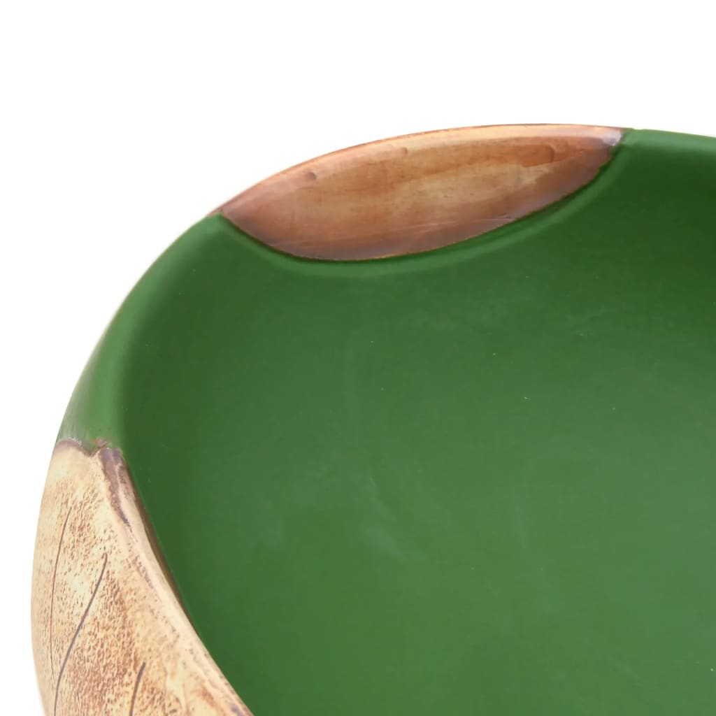 Lavatório de bancada oval 59x40x15 cm cerâmica verde e castanho