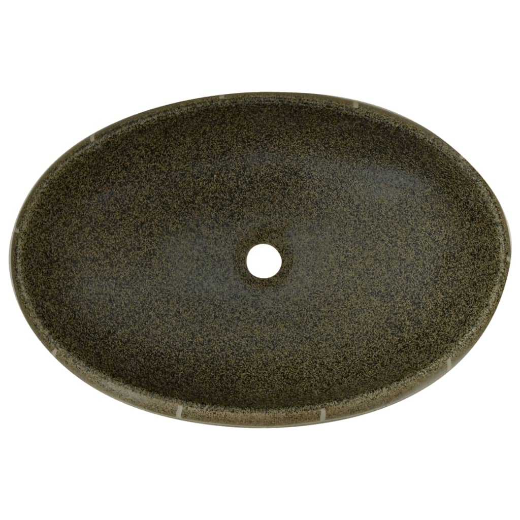 Lavatório de bancada oval 59x40x15 cm cerâmica multicor