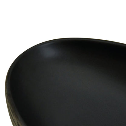 Lavatório de bancada oval 59x40x14 cm cerâmica cinza e preto