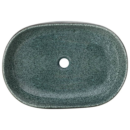 Lavatório de bancada oval 59x40x14 cm cerâmica turquesa